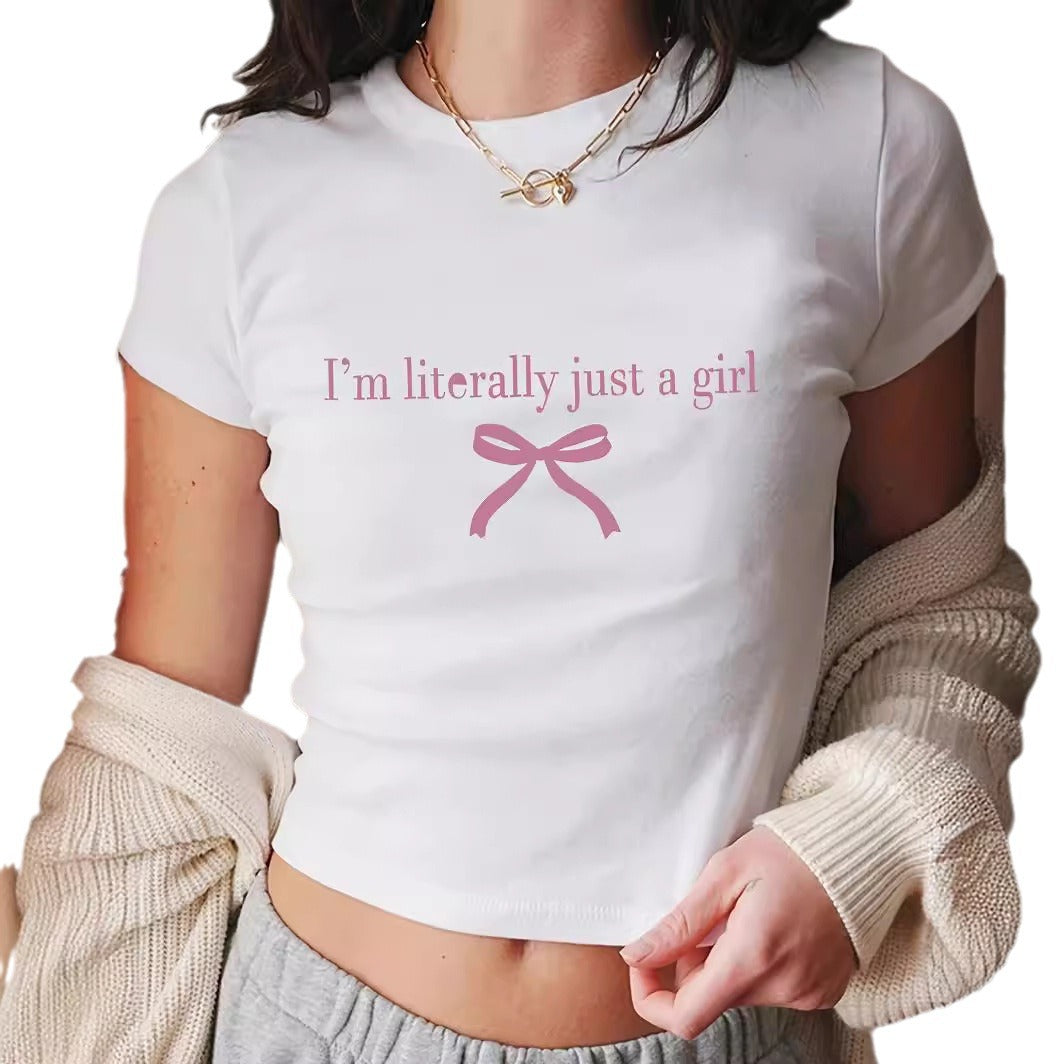 Damer kortärmad T-shirt med tryckt läppmotiv Mirla-Eva Jonsson