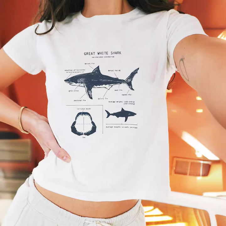 Damer kortärmad T-shirt med tryckt läppmotiv Mirla-Eva Jonsson