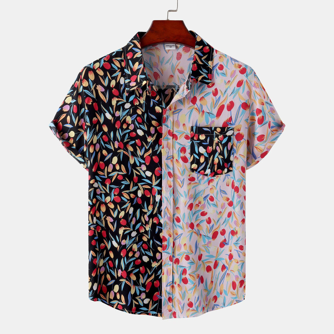 Damer kortärmad blus med blommigt patchwork-design Mirla-Eva Jonsson