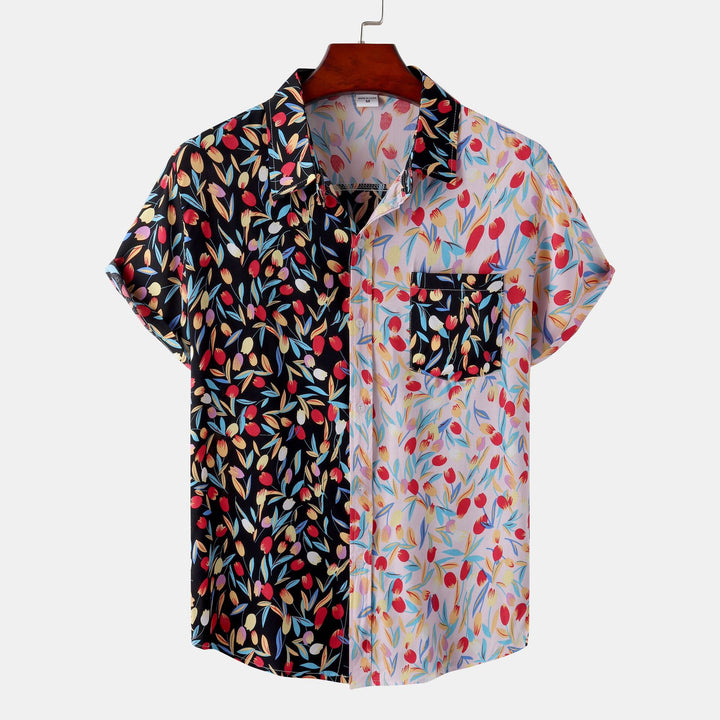 Damer kortärmad blus med blommigt patchwork-design Mirla-Eva Jonsson