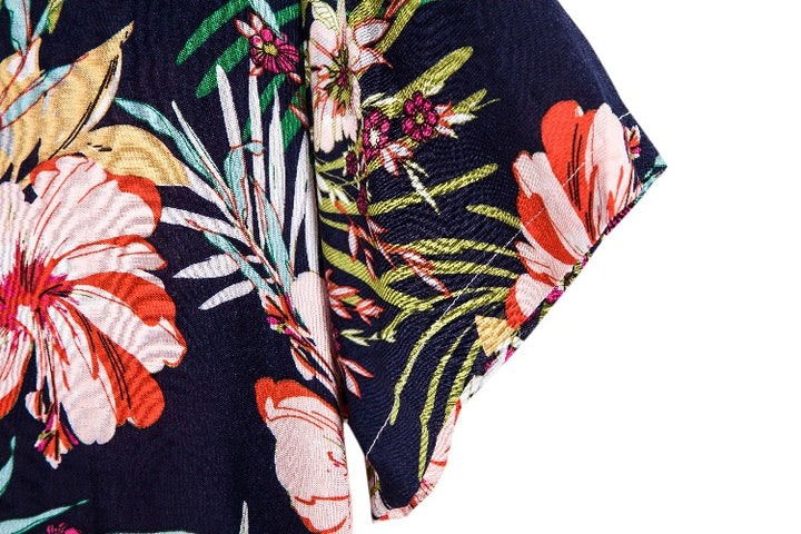 Damer kortärmad blus med livligt blommönster och modern passform Eva Jonsson-Eva Jonsson