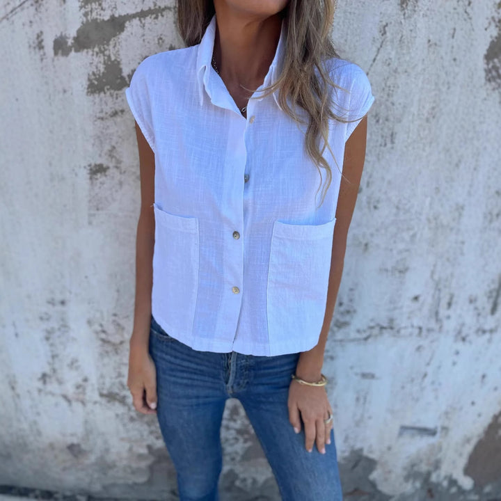 Damer kortärmad blus med praktiska fickor och moderna detaljer Eva Jonsson-Eva Jonsson