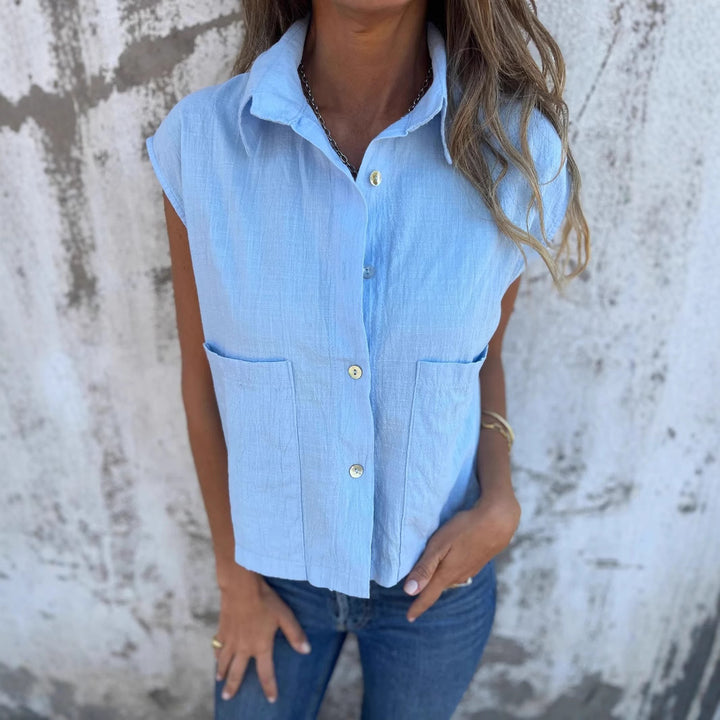 Damer kortärmad blus med praktiska fickor och moderna detaljer Eva Jonsson-Eva Jonsson
