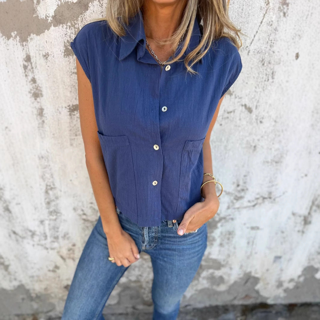 Damer kortärmad blus med praktiska fickor och moderna detaljer Eva Jonsson-Eva Jonsson