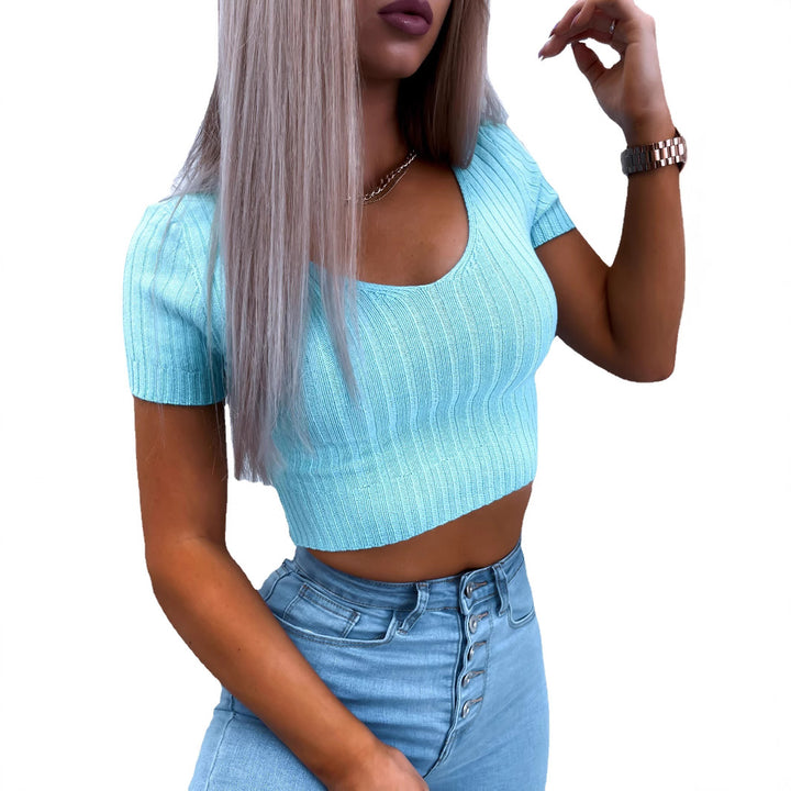 Damer kortärmad crop-top med fin ribstruktur Mirla-Eva Jonsson