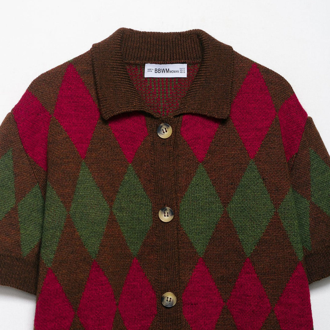 Damer kortärmad jacquard-cardigan Mirla-Eva Jonsson
