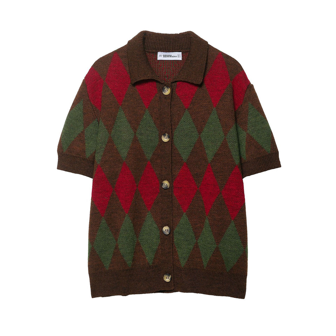 Damer kortärmad jacquard-cardigan Mirla-Eva Jonsson