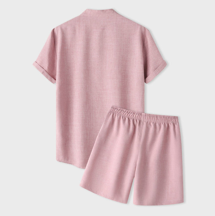 Damer kortärmad pyjamas-set i andningsbart tyg med elastisk midja Mirla-Eva Jonsson