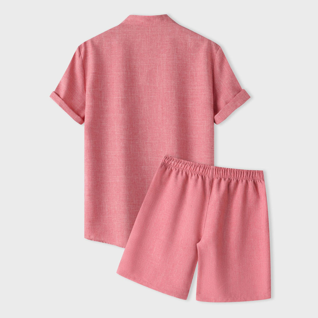 Damer kortärmad pyjamas-set i andningsbart tyg med elastisk midja Mirla-Eva Jonsson