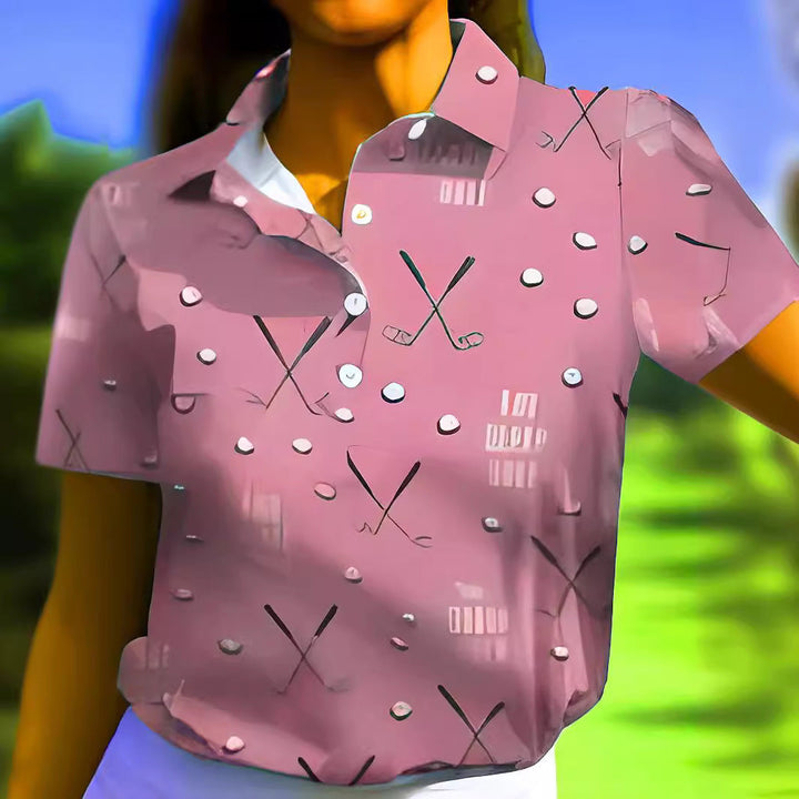 Damer kortärmad skjorta med moderiktig golftryck och bekväm passform Mirla-Eva Jonsson