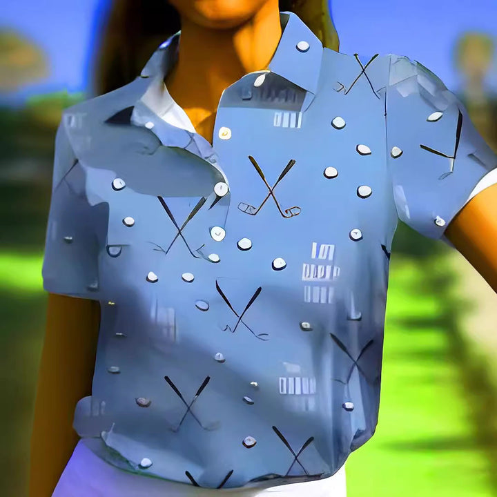 Damer kortärmad skjorta med moderiktig golftryck och bekväm passform Mirla-Eva Jonsson