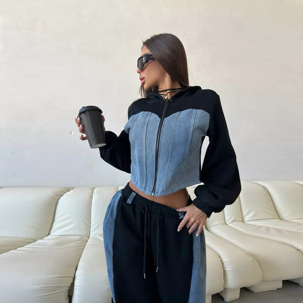 Damer kortärmad sweatshirt jacka med ballongformade ärmar och joggare set Mirla-Eva Jonsson
