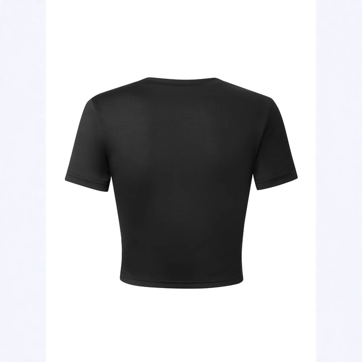 Damer kortärmad t-shirt med elegant rosmönster och figurnära design Mirla-Eva Jonsson