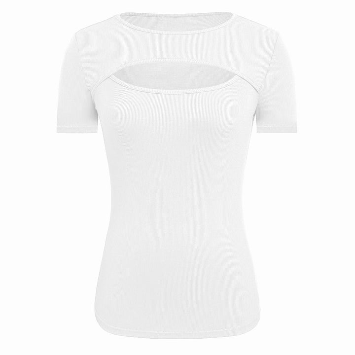 Damer kortärmad topp med trendig cut-out-design Mirla-Eva Jonsson