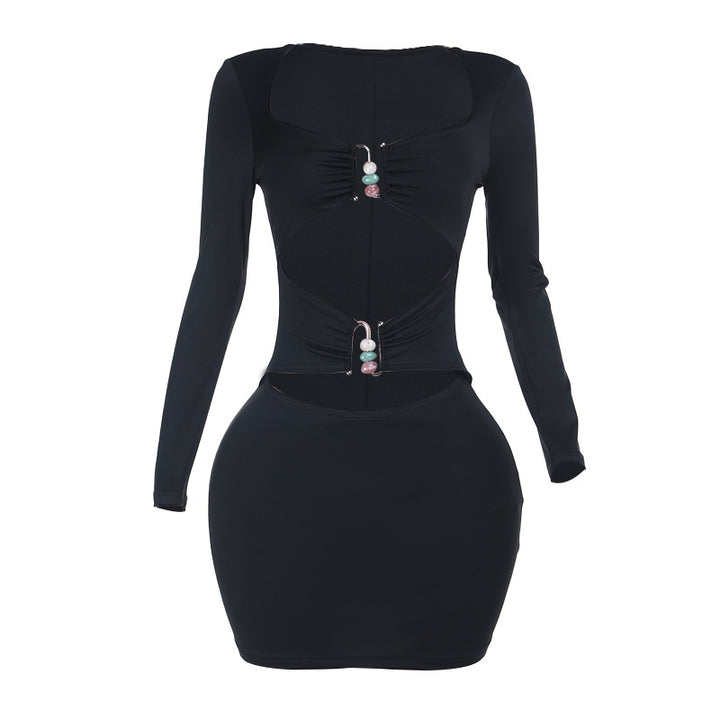 Damer kroppsnära miniklänning med stiliga cut-outs och eleganta dekorelement Mirla-Eva Jonsson