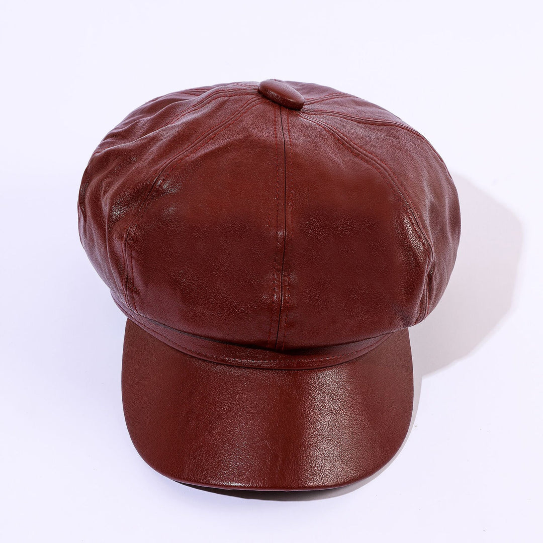 Damer läder-baker boy cap med klassisk design Mirla-Eva Jonsson