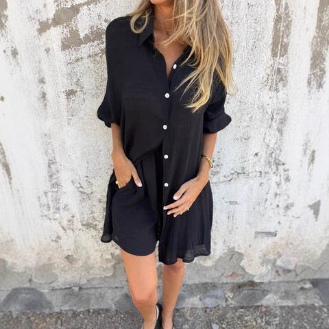 Damer lång blus med genomgående knapplista och avslappnad skärning Mirla-Eva Jonsson