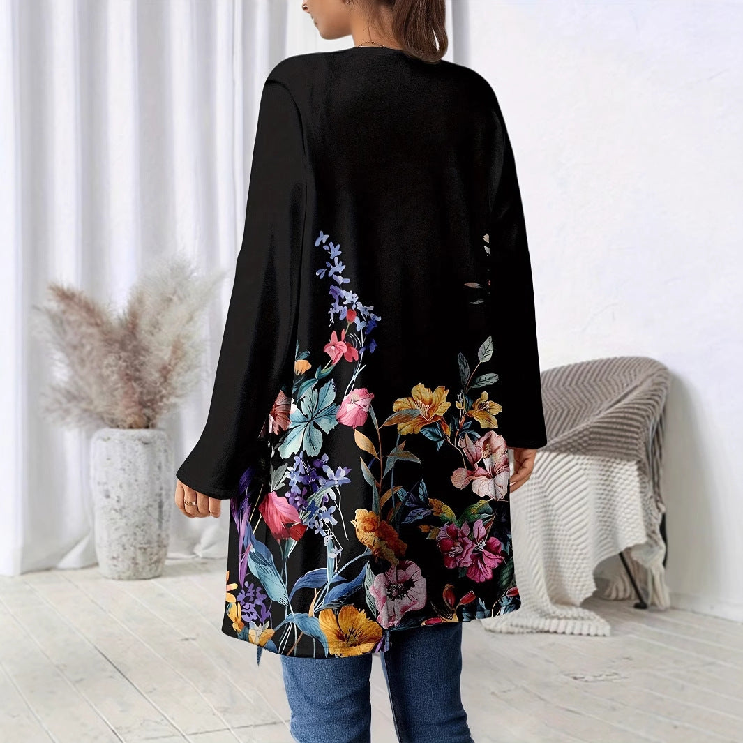 Damer lång cardigan med blommönster Mirla-Eva Jonsson