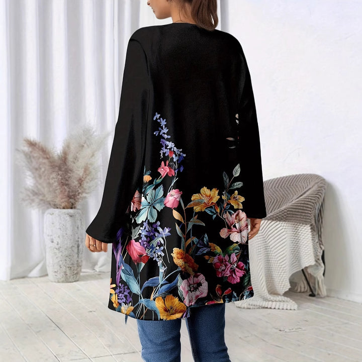 Damer lång cardigan med blommönster Mirla-Eva Jonsson