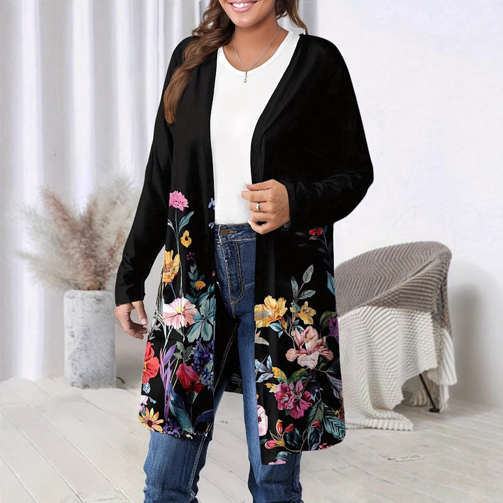 Damer lång cardigan med blommönster Mirla-Eva Jonsson