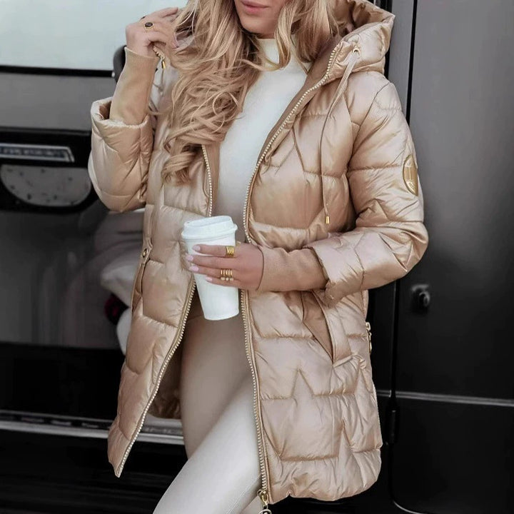Damer lång, fodrad vinterjacka med huva Mirla-Eva Jonsson