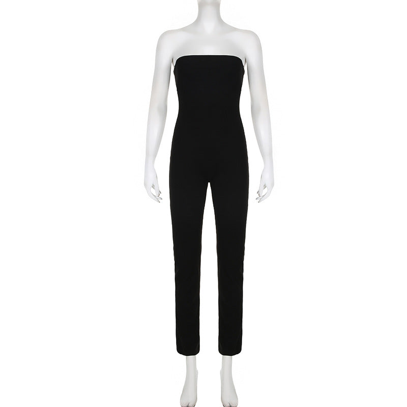 Damer lång jumpsuit med rynkad överdel och vida ben Mirla-Eva Jonsson