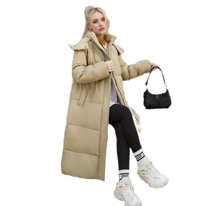 Damer lång puffer-kappa med lyxig konstpälskrage och praktiska fickor Mirla-Eva Jonsson