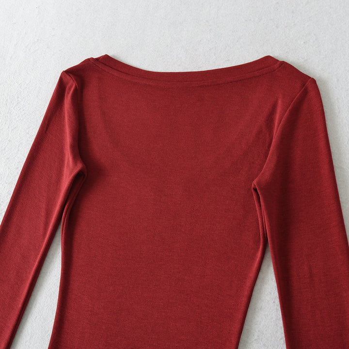 Damer långärmad T-shirt med elegant rundhalsutskärning Mirla-Eva Jonsson