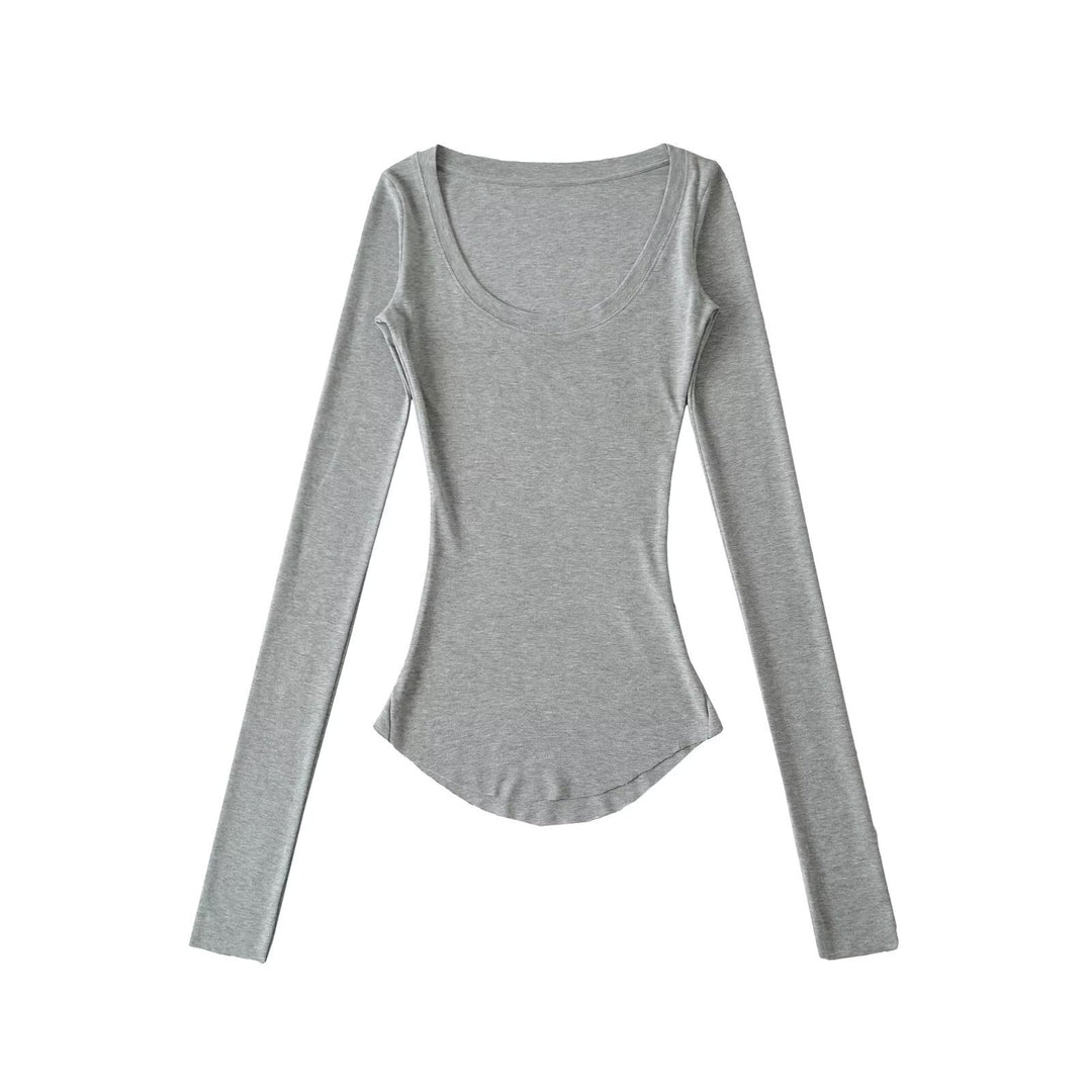 Damer långärmad T-shirt med elegant rundhalsutskärning Mirla-Eva Jonsson