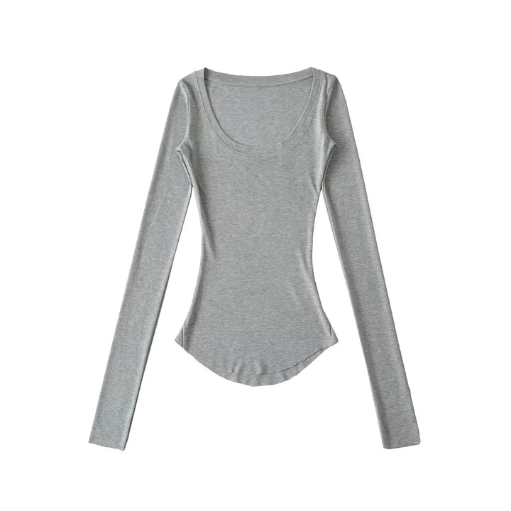 Damer långärmad T-shirt med elegant rundhalsutskärning Mirla-Eva Jonsson