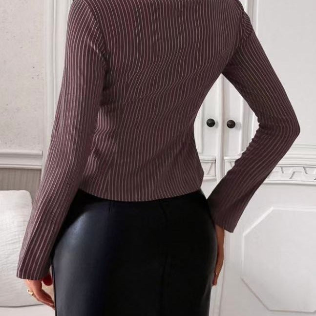 Damer långärmad blus med fint randigt mönster Eva Jonsson-Eva Jonsson