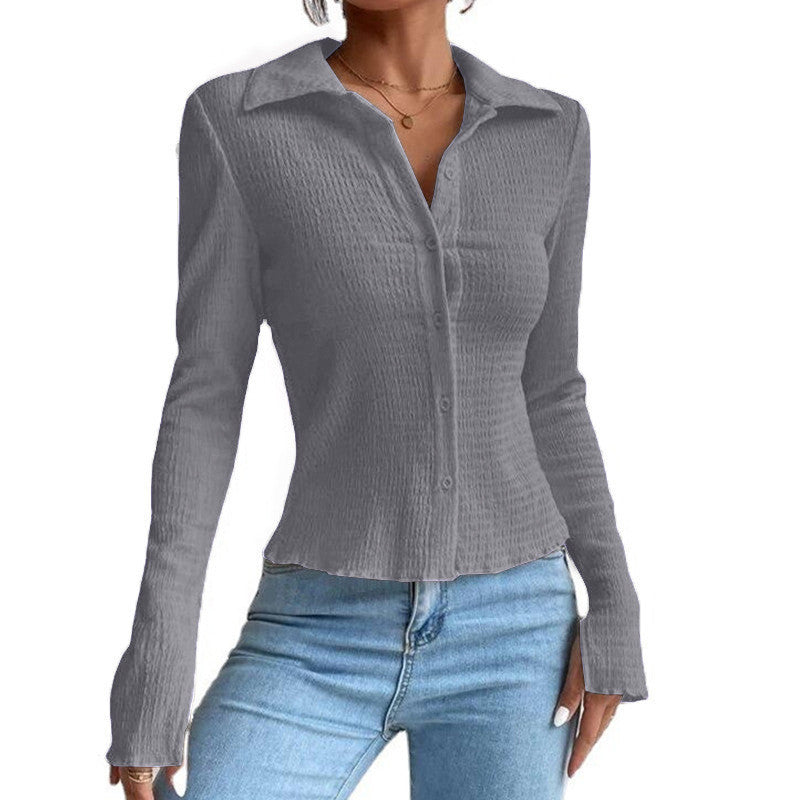Damer långärmad blus med strukturerad design Mirla-Eva Jonsson
