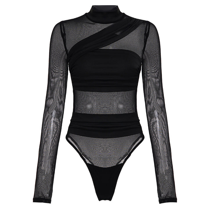 Damer långärmad body med genomskinlig tyll-design och elegant skärning Mirla-Eva Jonsson