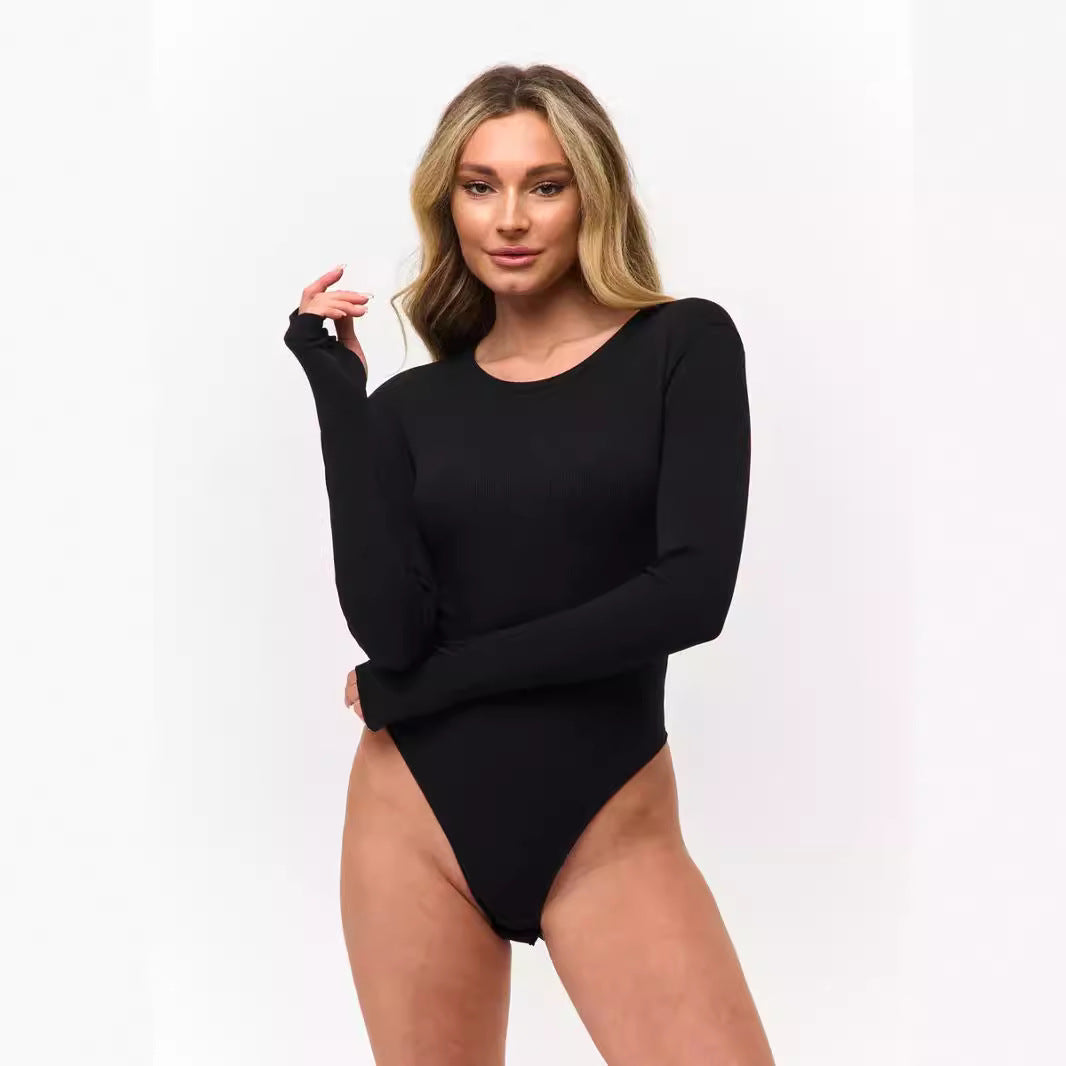 Damer långärmad bodysuit med elegant ribbdesign och figurnära skärning Mirla-Eva Jonsson