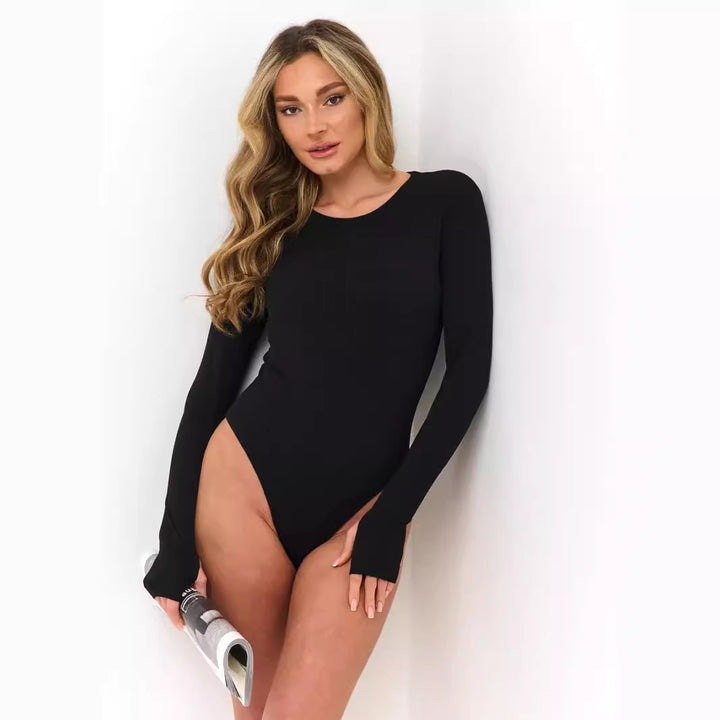 Damer långärmad bodysuit med elegant ribbdesign och figurnära skärning Mirla-Eva Jonsson