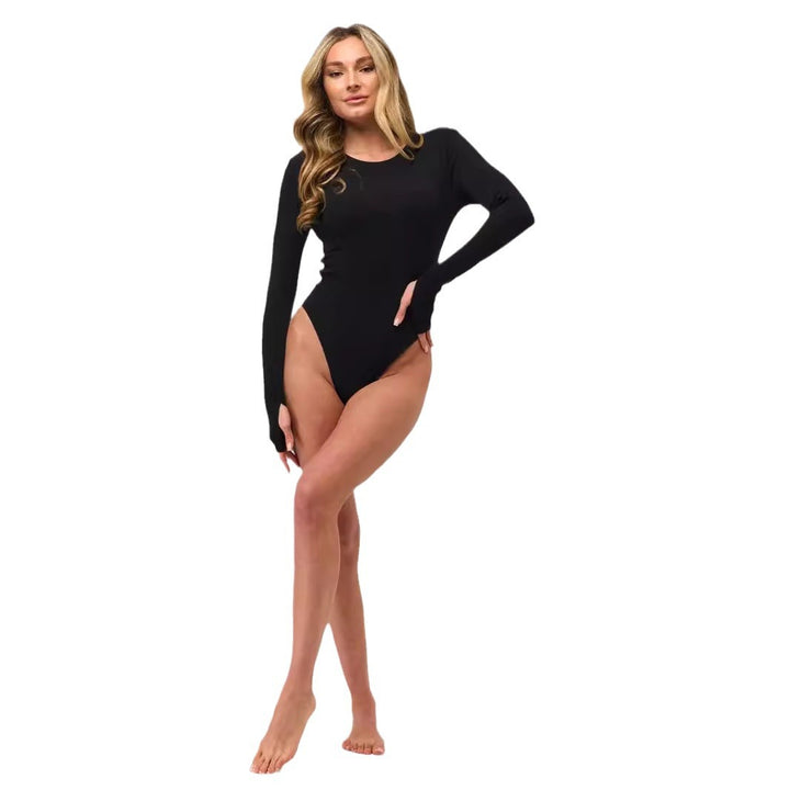 Damer långärmad bodysuit med elegant ribbdesign och figurnära skärning Mirla-Eva Jonsson