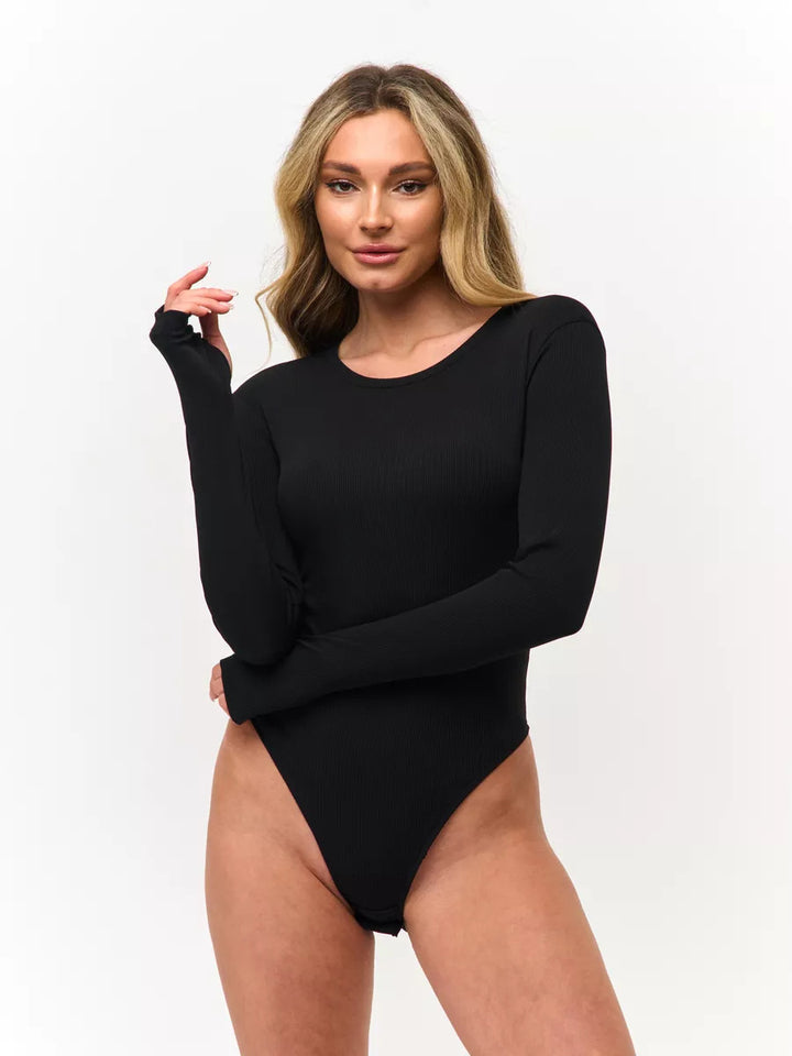 Damer långärmad bodysuit med elegant ribbdesign och figurnära skärning Mirla-Eva Jonsson