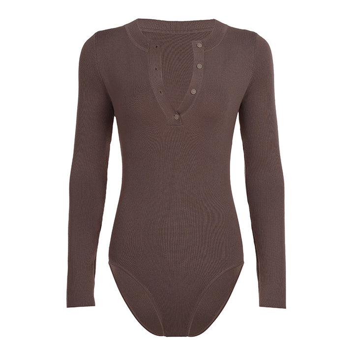 Damer långärmad bodysuit med knappdetalj och strukturerat material Mirla-Eva Jonsson
