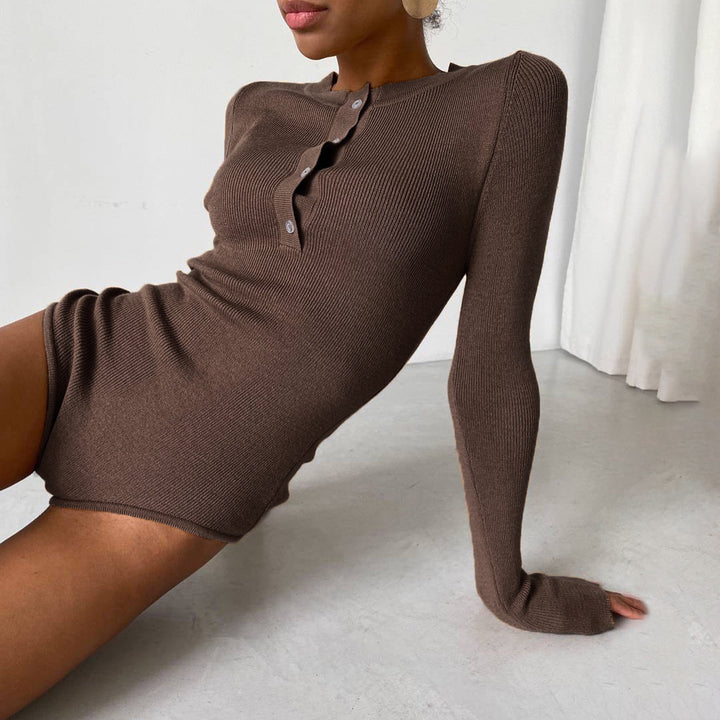 Damer långärmad bodysuit med knappdetalj och strukturerat material Mirla-Eva Jonsson