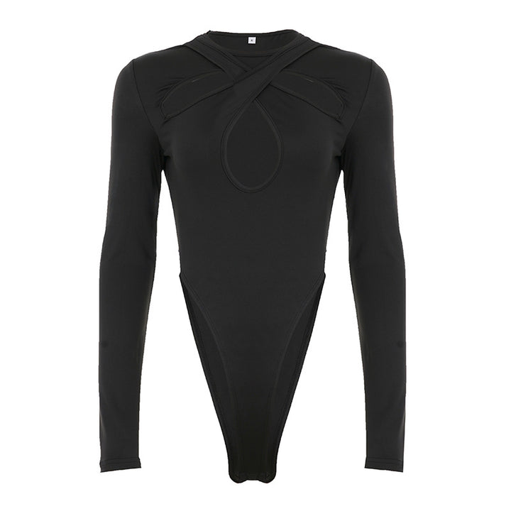 Damer långärmad bodysuit med sofistikerad korsdesign och hög midja Mirla-Eva Jonsson