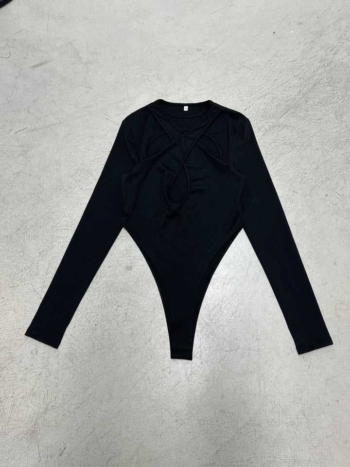 Damer långärmad bodysuit med sofistikerad korsdesign och hög midja Mirla-Eva Jonsson