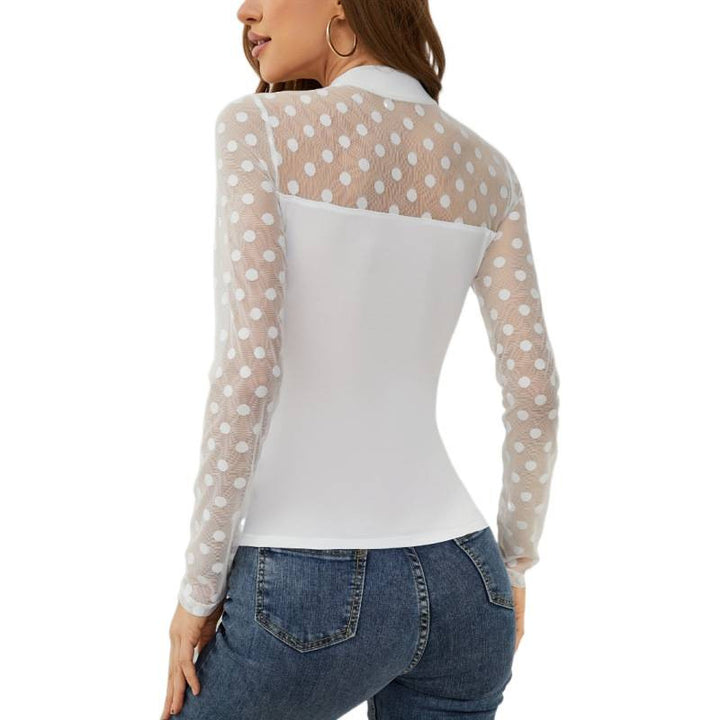 Damer långärmad bodysuit med transparenta prickar och figurnära skärning Mirla-Eva Jonsson