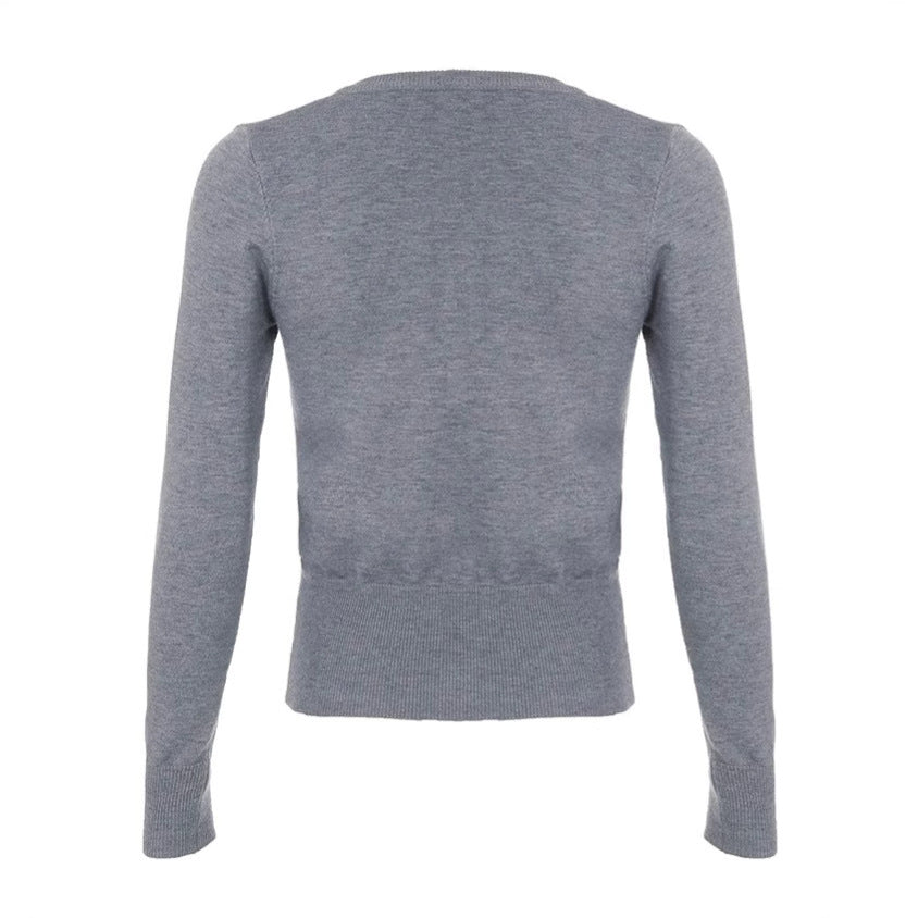 Damer långärmad cardigan med V-öron och fina ribbdetaljer Mirla-Eva Jonsson