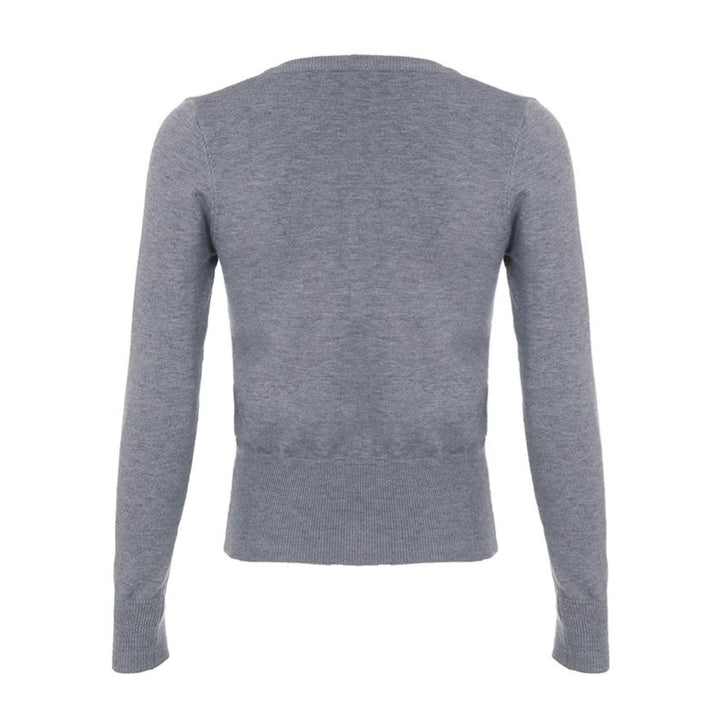 Damer långärmad cardigan med V-öron och fina ribbdetaljer Mirla-Eva Jonsson