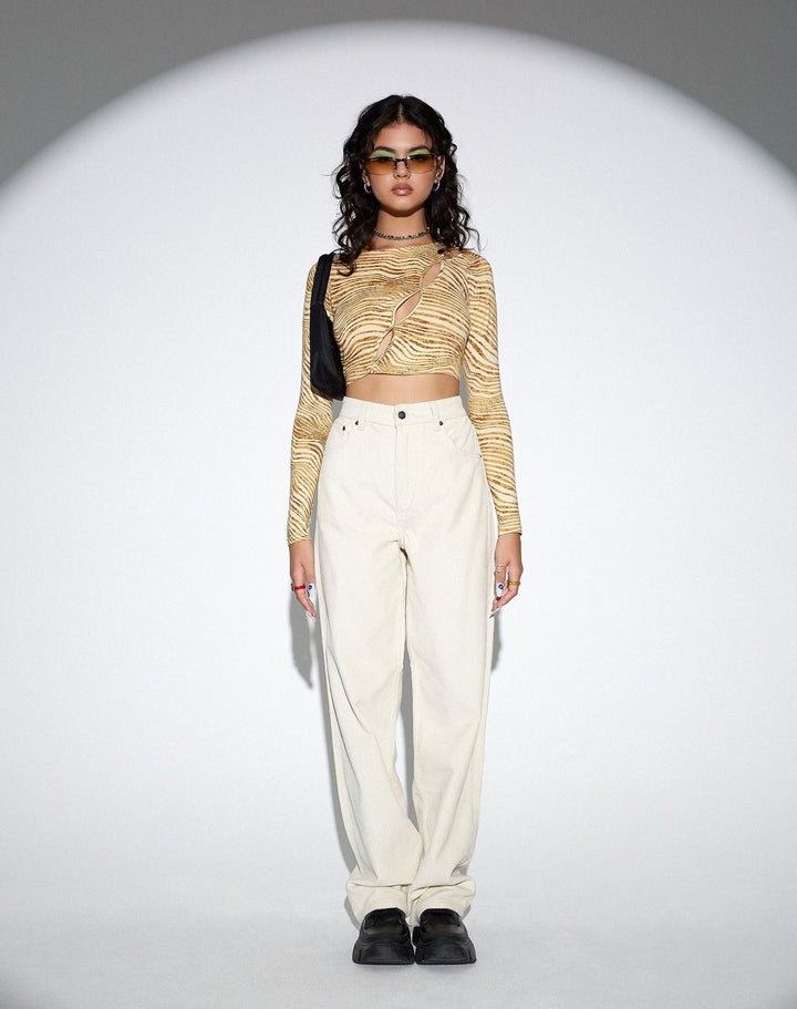 Damer långärmad crop-top med cut-out-detaljer Eva Jonsson-Eva Jonsson