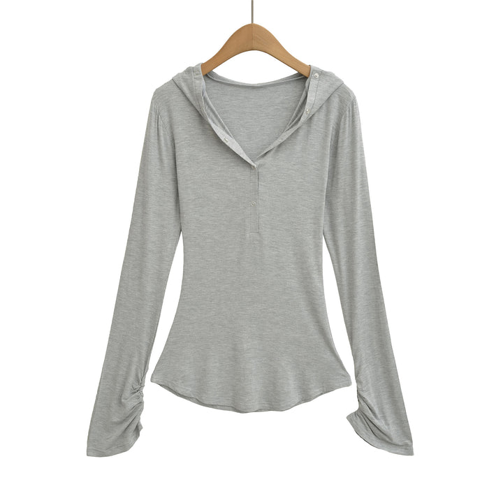 Damer långärmad hoodie med trendiga knapppdetaljer Mirla-Eva Jonsson