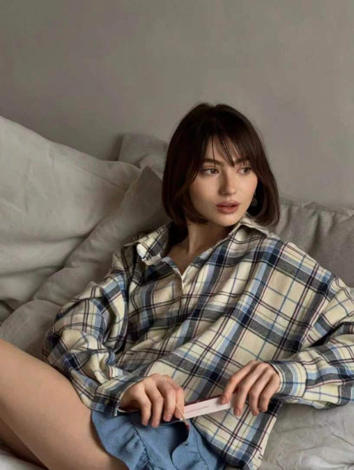Damer långärmad skjorta i avslappnad rutdesign Eva Jonsson-Eva Jonsson