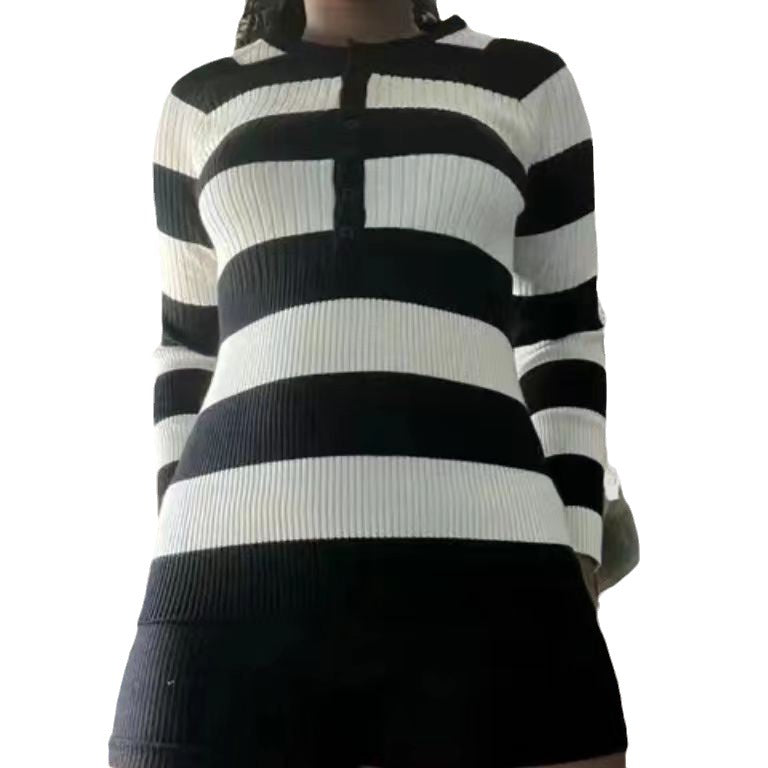 Damer långärmad skjorta med knapplist och randigt mönster Mirla-Eva Jonsson