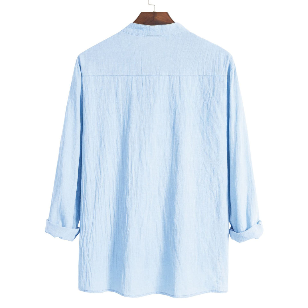 Damer långärmad skjorta med modern Henley-krage och praktisk bröstficka Mirla-Eva Jonsson