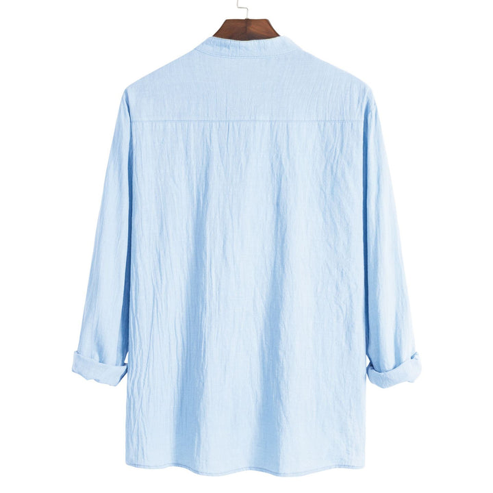 Damer långärmad skjorta med modern Henley-krage och praktisk bröstficka Mirla-Eva Jonsson